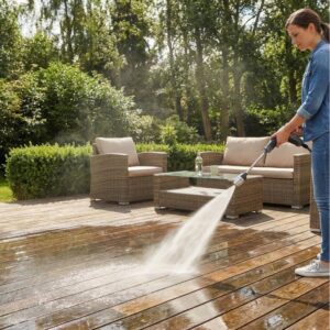 Cleaning a driveway with the Jetterix nozzle